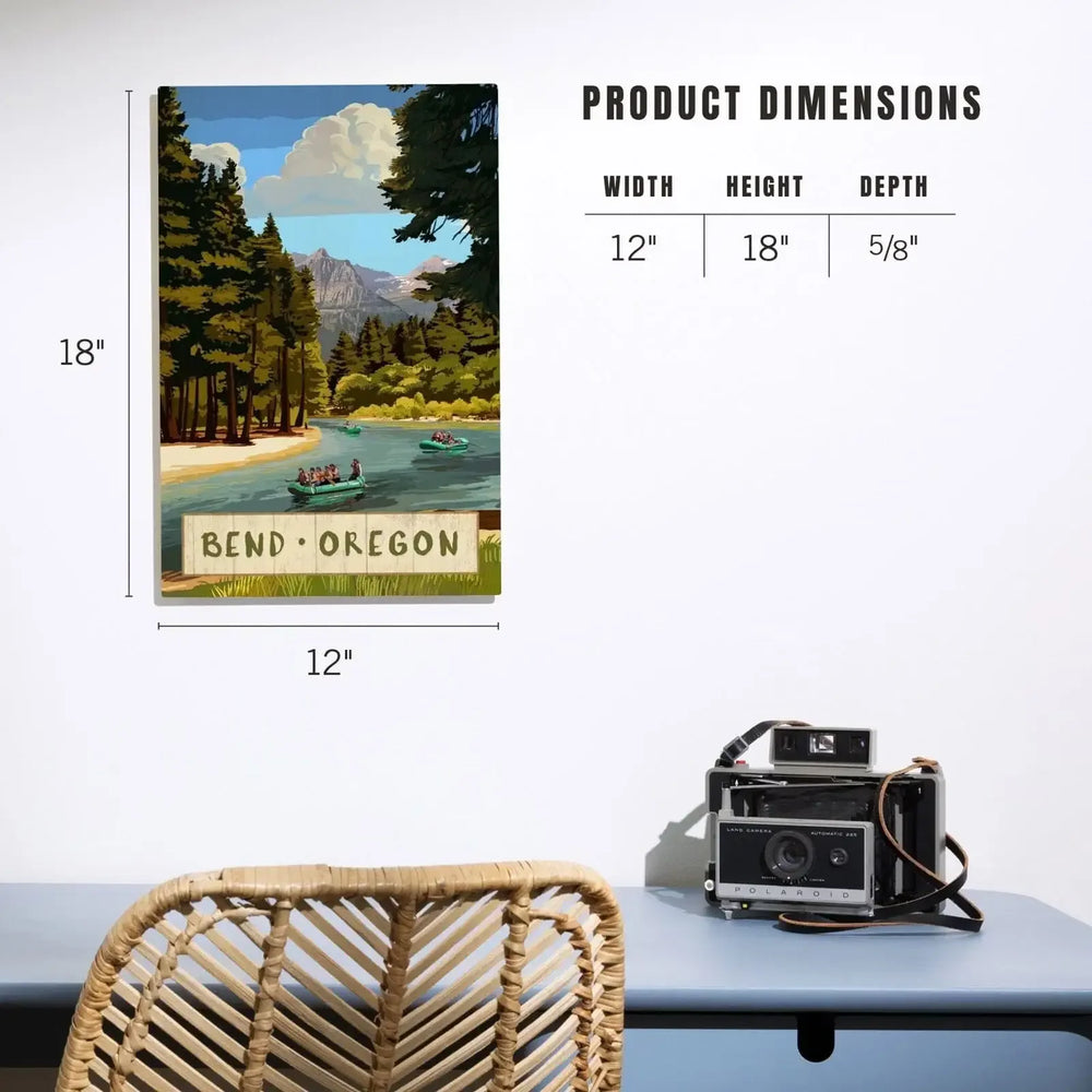 Bend, Oregon, River Rafting, Lantern Press Artwork, Wood Signs and Postcards Wood Lantern Press 
