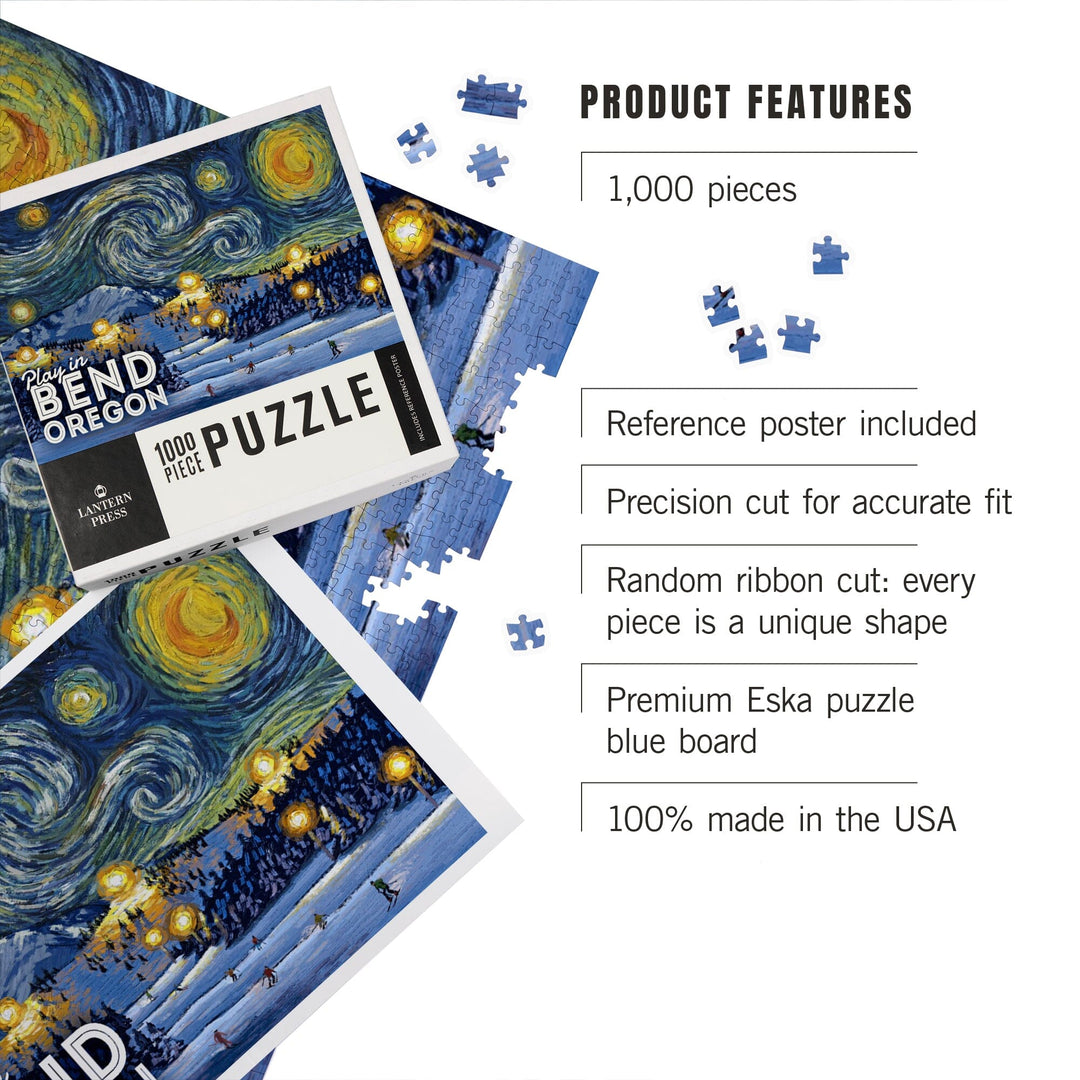 Bend, Oregon, Ski Resort with Mountain, Starry Night, Jigsaw Puzzle Puzzle Lantern Press 