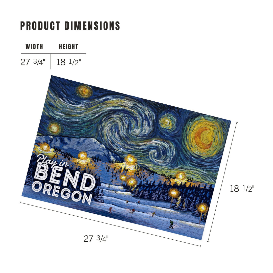 Bend, Oregon, Ski Resort with Mountain, Starry Night, Jigsaw Puzzle Puzzle Lantern Press 