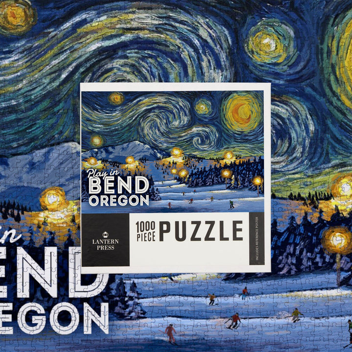 Bend, Oregon, Ski Resort with Mountain, Starry Night, Jigsaw Puzzle Puzzle Lantern Press 