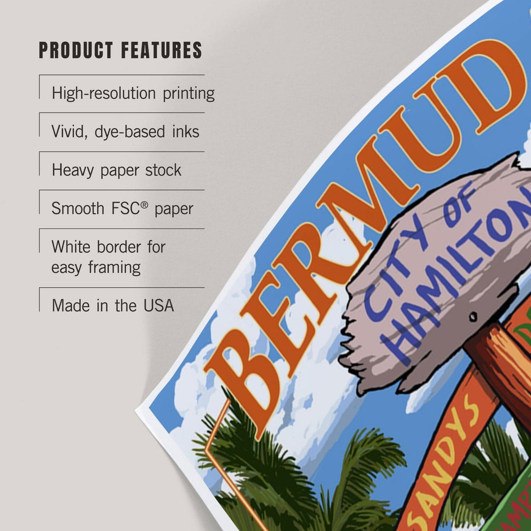 Bermuda, Destinations Sign, Art & Giclee Prints Art Lantern Press 