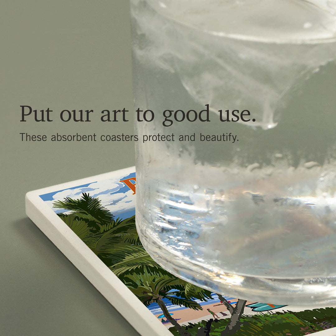 Bermuda, Destinations Sign, Coasters Coasters Lantern Press 