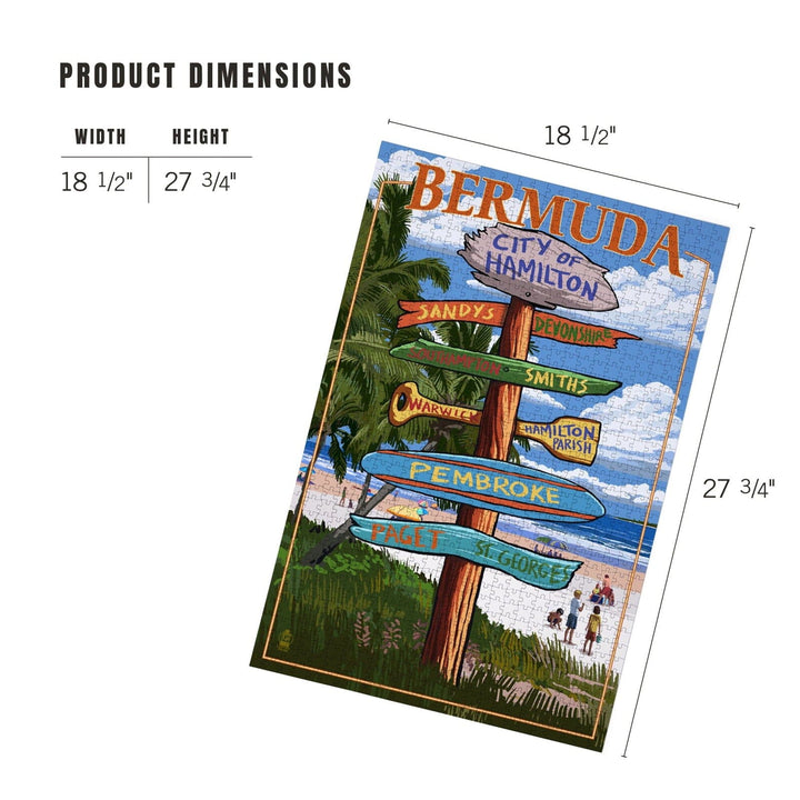 Bermuda, Destinations Sign, Jigsaw Puzzle Puzzle Lantern Press 