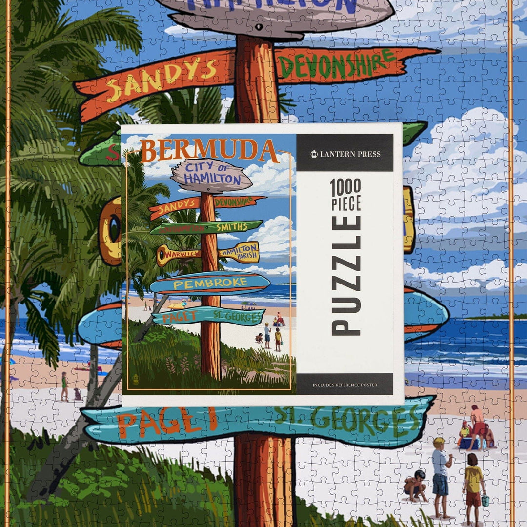 Bermuda, Destinations Sign, Jigsaw Puzzle Puzzle Lantern Press 