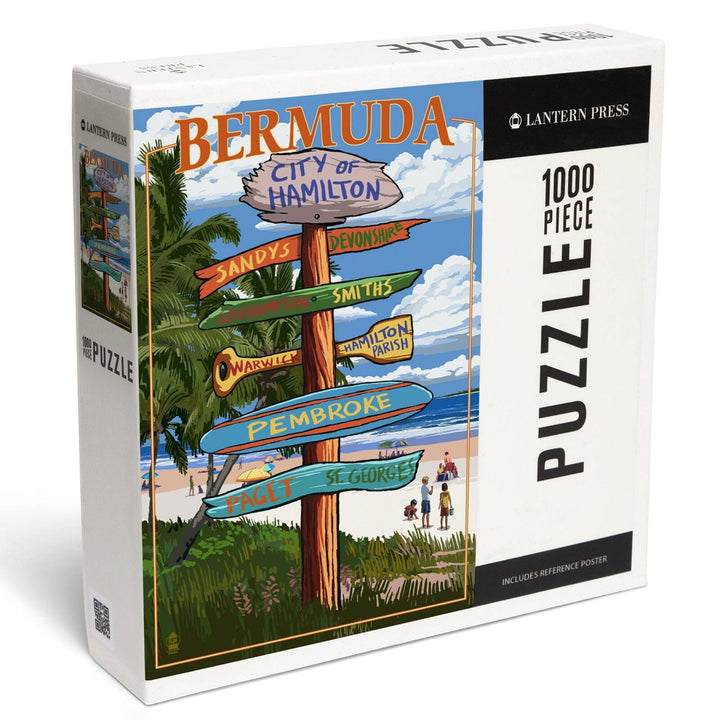 Bermuda, Destinations Sign, Jigsaw Puzzle Puzzle Lantern Press 