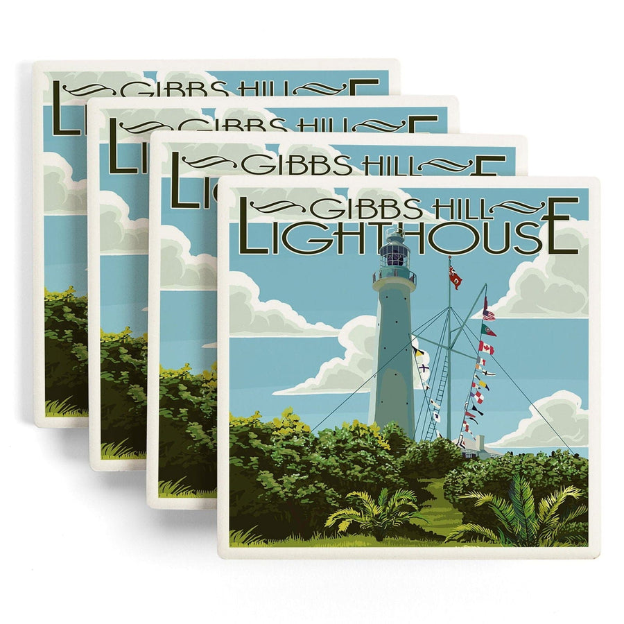 Bermuda, Gibbs Hill Lighthouse, Lantern Press Artwork, Coaster Set Coasters Lantern Press 