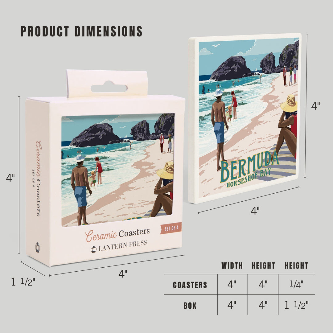 Bermuda, Horseshoe Bay Beach Scene, Coasters Coasters Lantern Press 