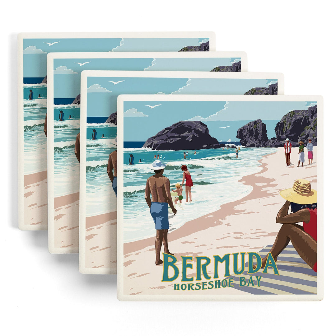 Bermuda, Horseshoe Bay Beach Scene, Coasters Coasters Lantern Press 