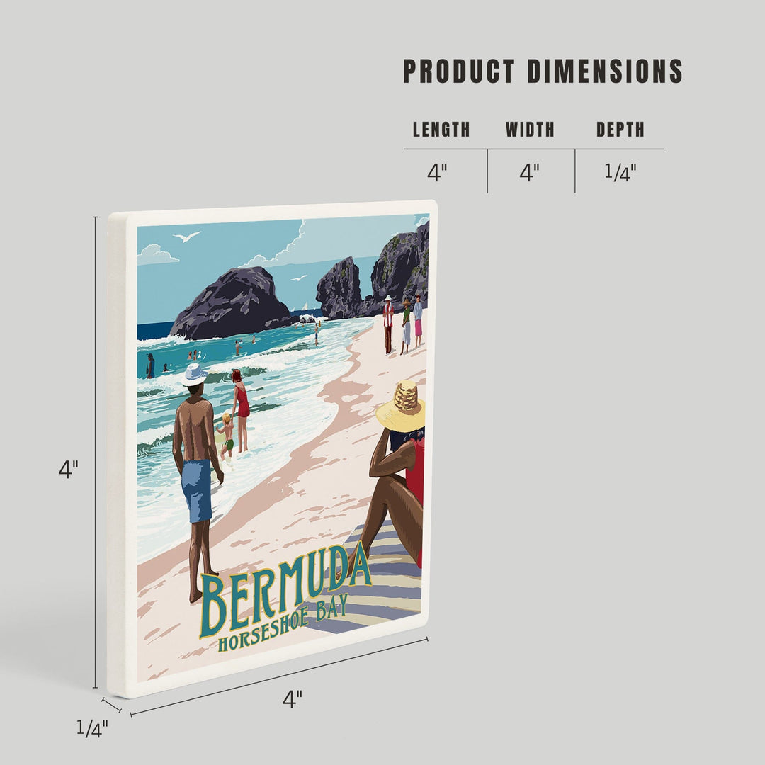 Bermuda, Horseshoe Bay Beach Scene, Coasters Coasters Lantern Press 