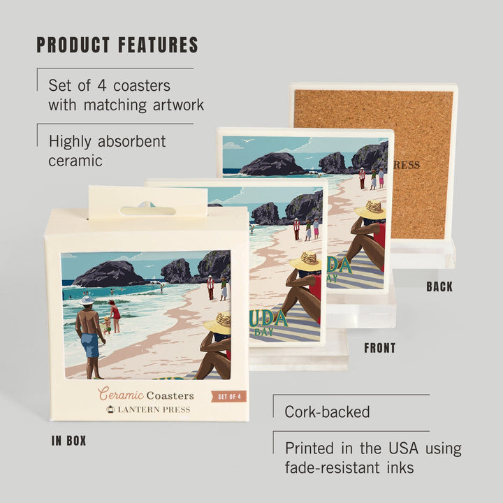 Bermuda, Horseshoe Bay Beach Scene, Coasters Coasters Lantern Press 