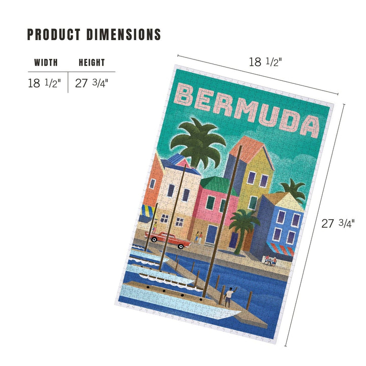 Bermuda, Waterside Dock, Lithograph, Jigsaw Puzzle Puzzle Lantern Press 