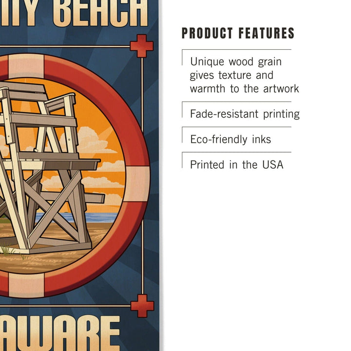 Bethany Beach, Delaware, Lifeguard Chair, Lantern Press Artwork, Wood Signs and Postcards Wood Lantern Press 