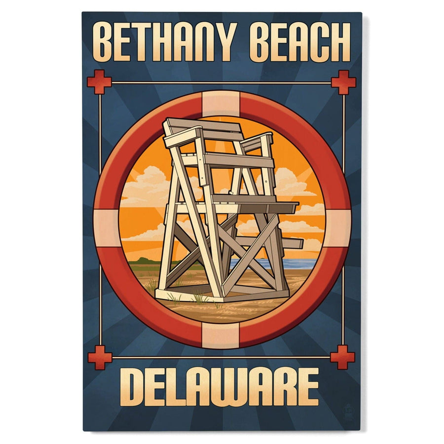 Bethany Beach, Delaware, Lifeguard Chair, Lantern Press Artwork, Wood Signs and Postcards Wood Lantern Press 