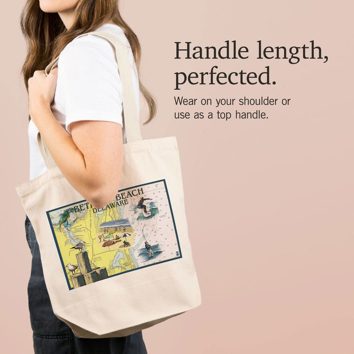 Bethany Beach, Delaware, Nautical Chart, Lantern Press Artwork, Tote Bag Totes Lantern Press 