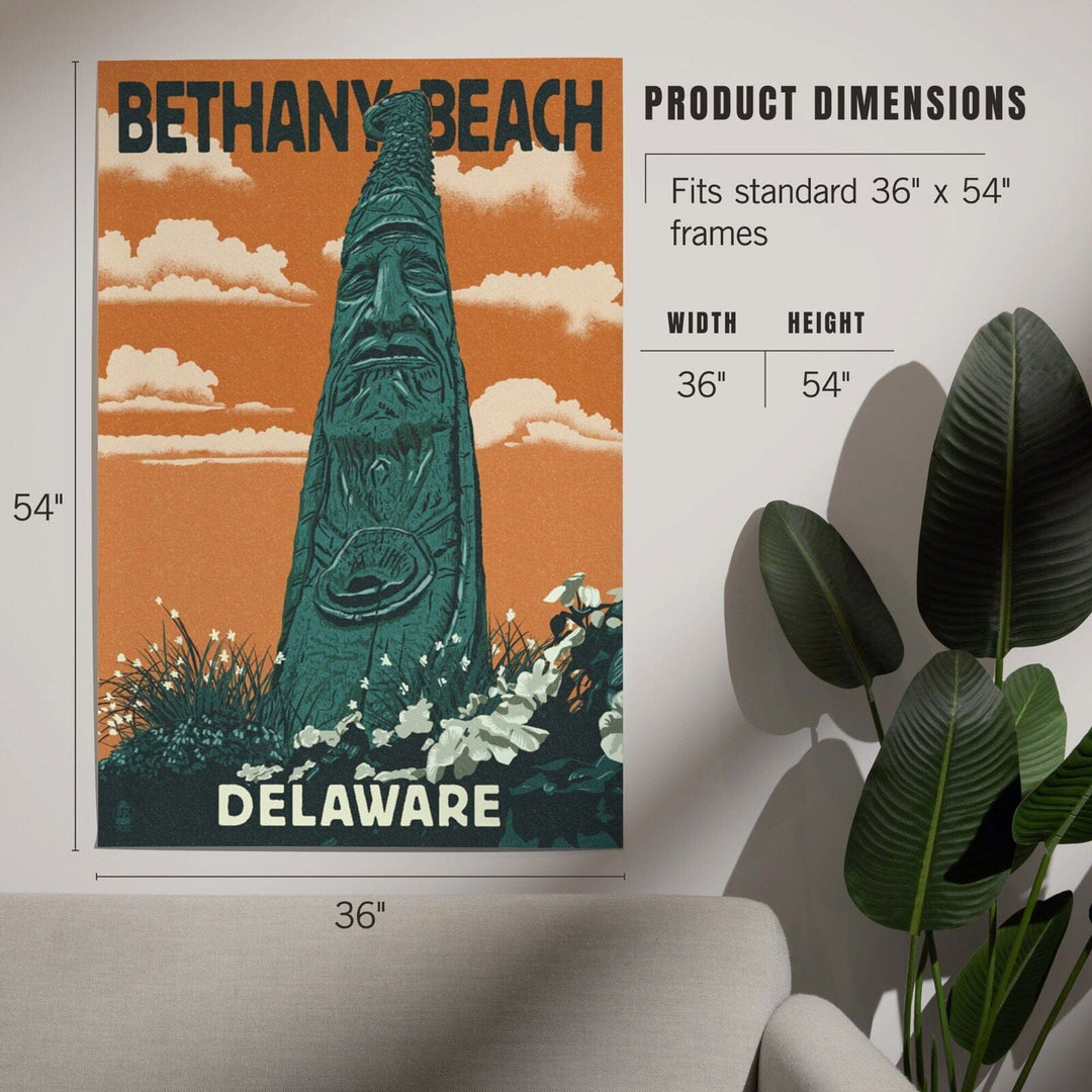 Bethany Beach, Delaware, Totem Pole, Letterpress, Art & Giclee Prints Art Lantern Press 