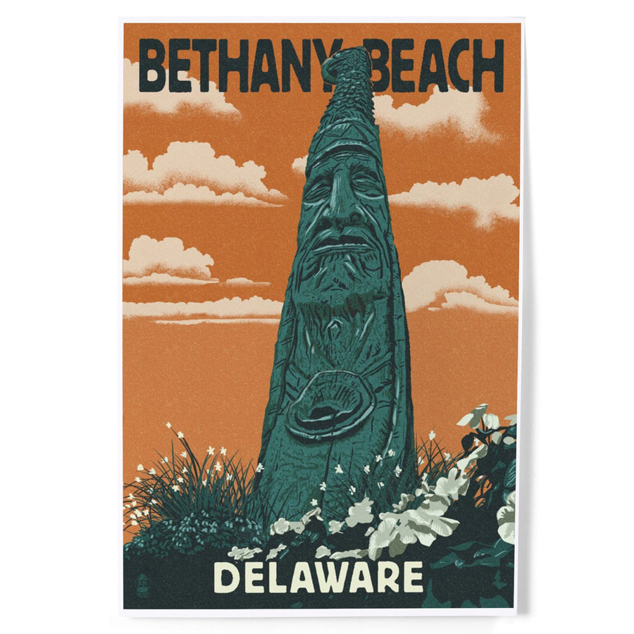 Bethany Beach, Delaware, Totem Pole, Letterpress, Art & Giclee Prints Art Lantern Press 