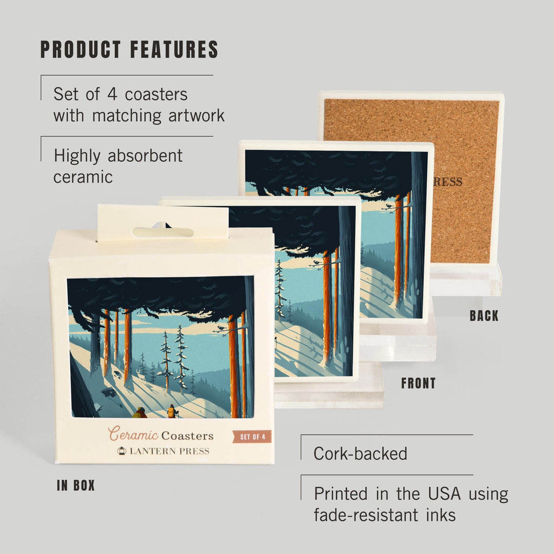 Better on Foot, Snowshoeing,, Coasters Coasters Lantern Press 