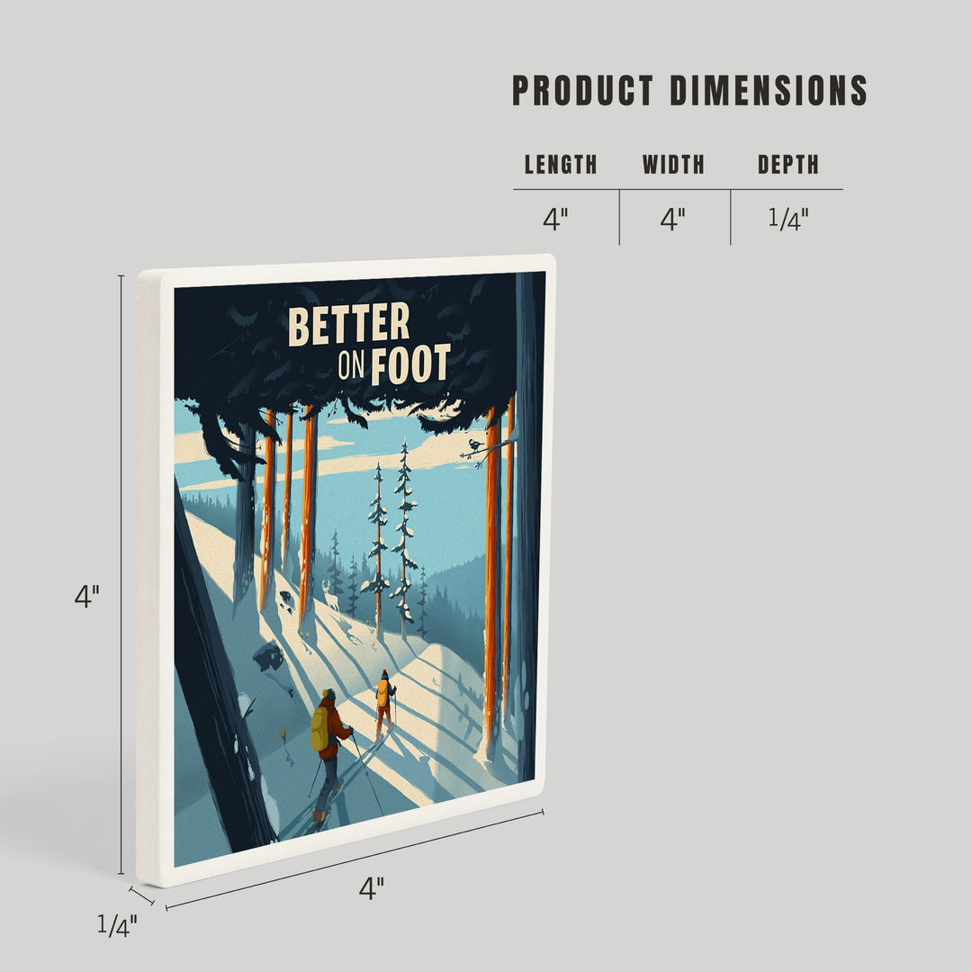 Better on Foot, Snowshoeing, Sentiment, Coasters Coasters Lantern Press 