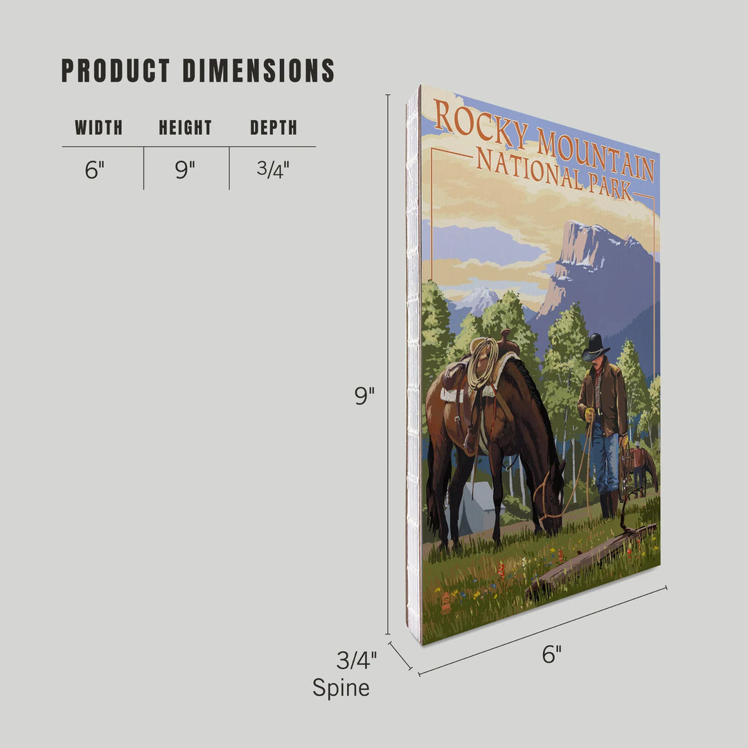 Lined 6x9 Journal, Rocky Mountain National Park, Colorado, Cowboy and Horse in Spring, Lay Flat, 193 Pages, FSC paper