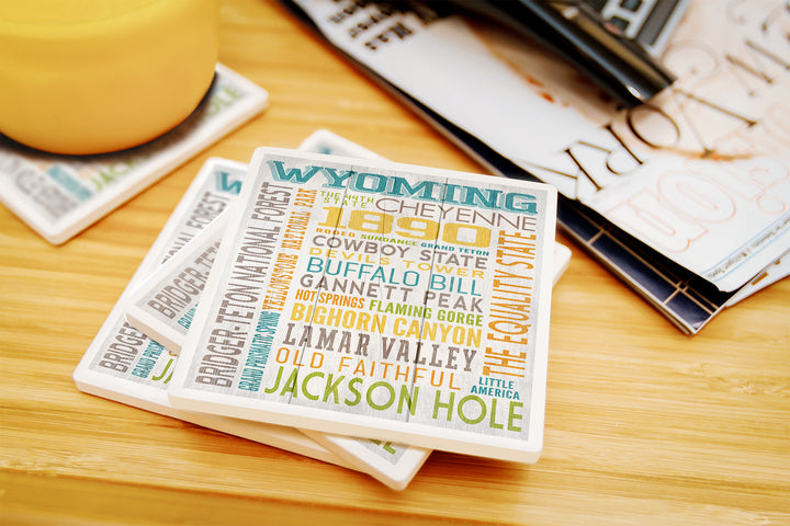 Wyoming, Typography, Coaster Set