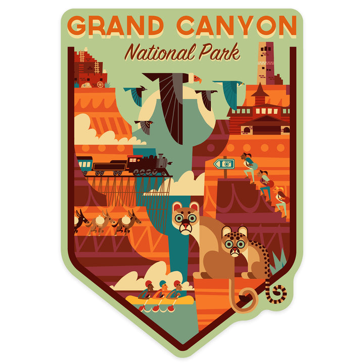 Grand Canyon National Park, Arizona, Geometric National Park Series, Contour, Vinyl Sticker