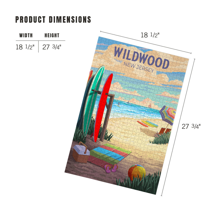 Wildwood, New Jersey, Painterly, Beach Activities, 1000 Piece Jigsaw Puzzle