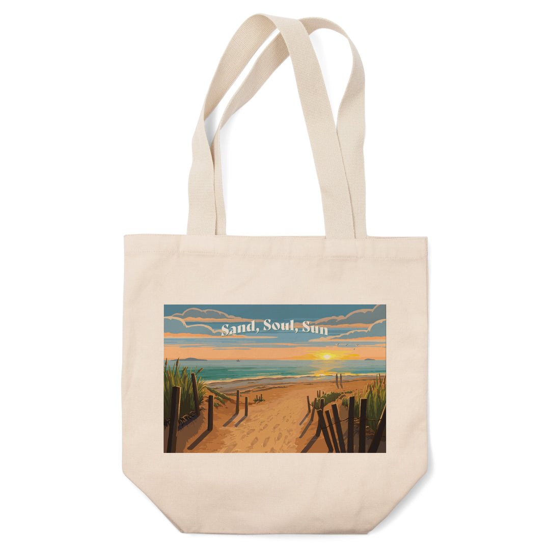 Sand Soul Sun, Beach Path, Painterly, Tote Bag