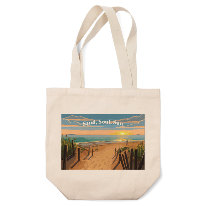 Sand Soul Sun, Beach Path, Painterly, Tote Bag