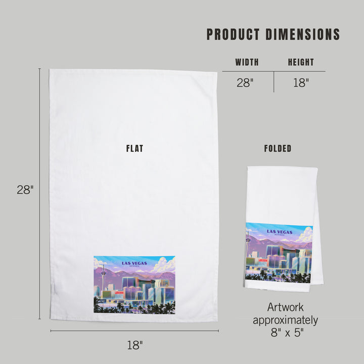 Las Vegas, Nevada, Lithograph, City Series, Organic Cotton Kitchen Tea Towels