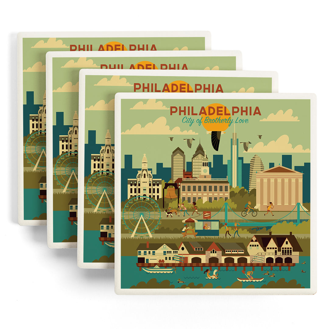 Philadelphia, Pennsylvania, Geometric City Series, City of Brotherly Love, Coasters