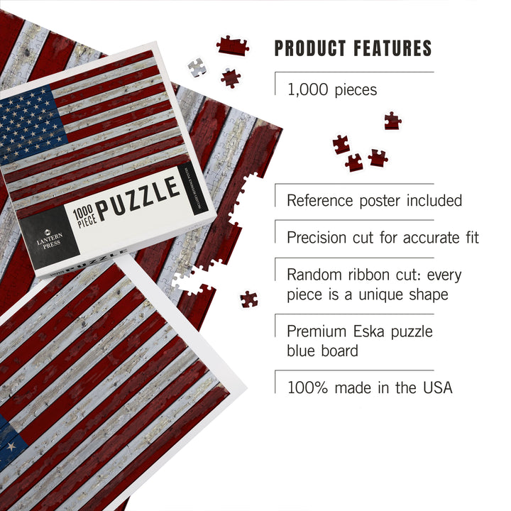 Distressed American Flag, 1000 Piece Jigsaw Puzzle