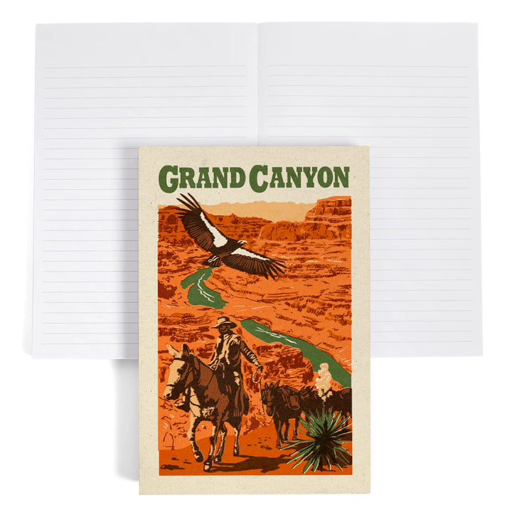 Lined 6x9 Journal, Grand Canyon National Park, Arizona, Woodblock, Lay Flat, 193 Pages, FSC paper