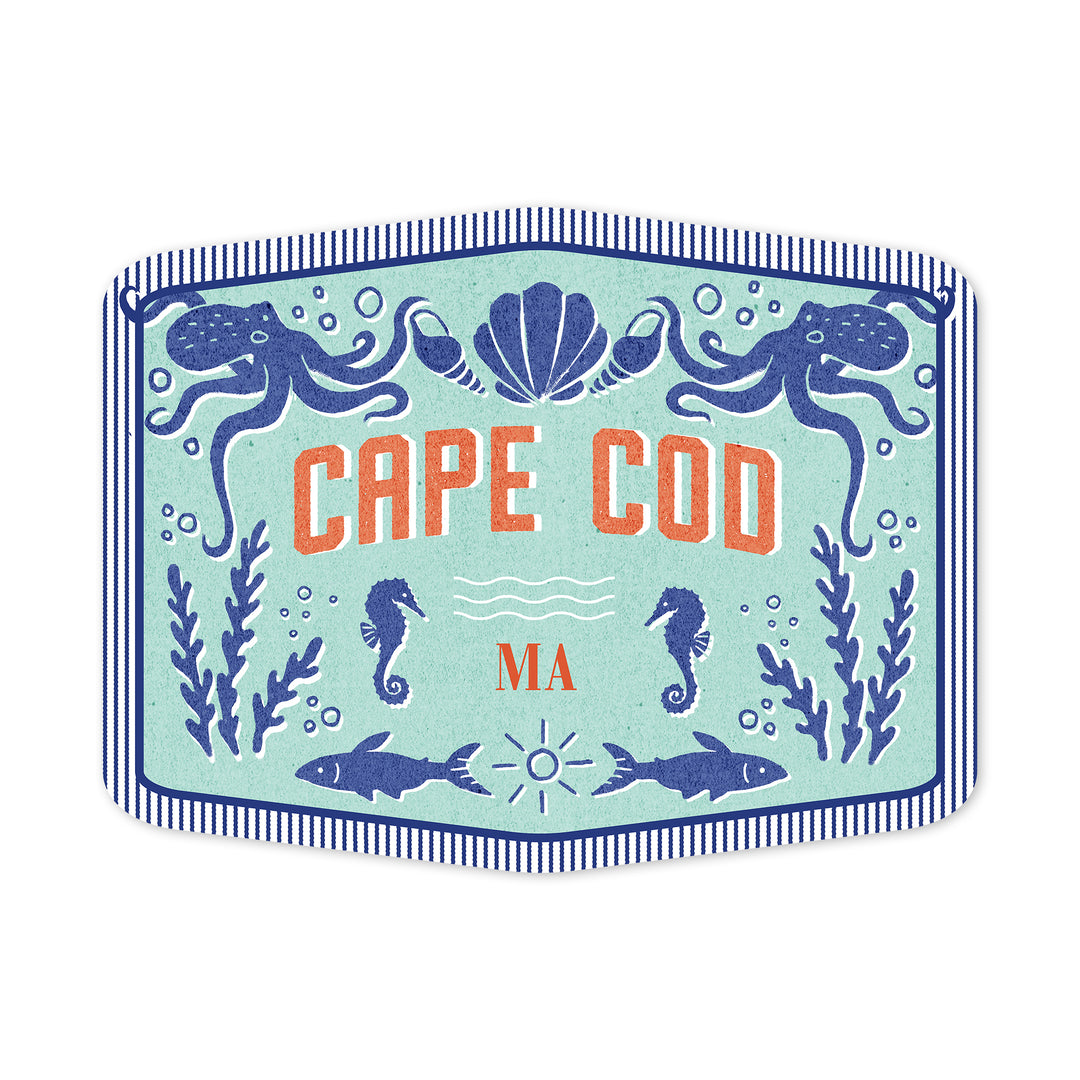 Cape Cod, Massachusetts, Dockside Series, High Tide, Contour, Vinyl Sticker