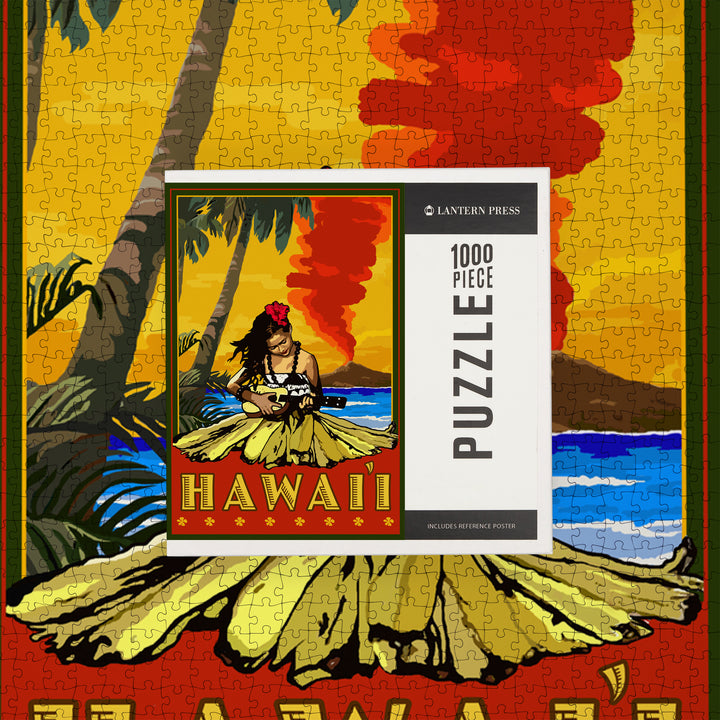 Hawaii, Hula Girl and Ukulele, Jigsaw Puzzle