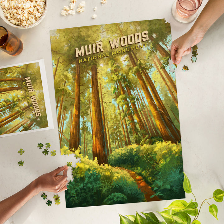 Muir Woods National Monument, Oil Painting, 1000 Piece Jigsaw Puzzle
