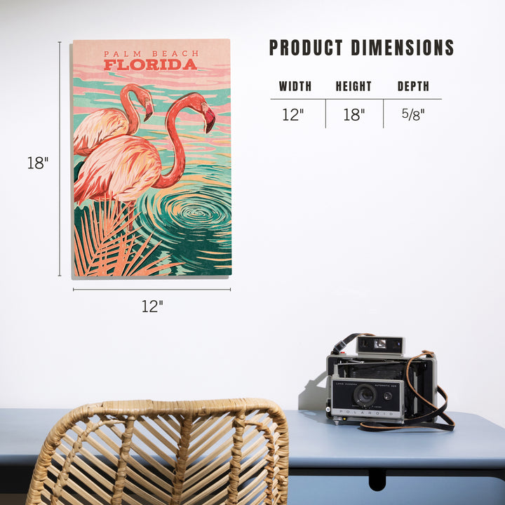 Palm Beach, Florida, Flamingo, Vintage Print Press, Wood Signs and Postcards