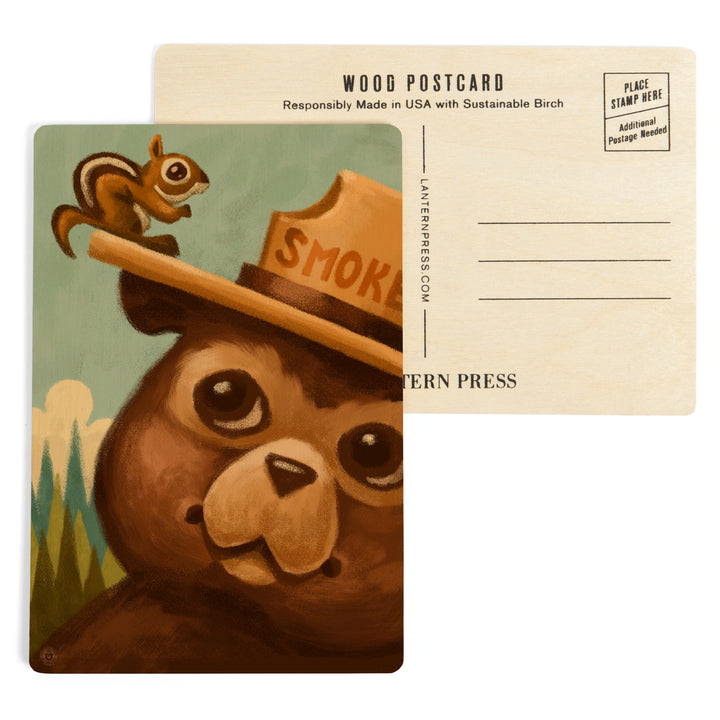 Smokey Bear and Squirrel, Officially Licensed, Wood Sign and Postcards