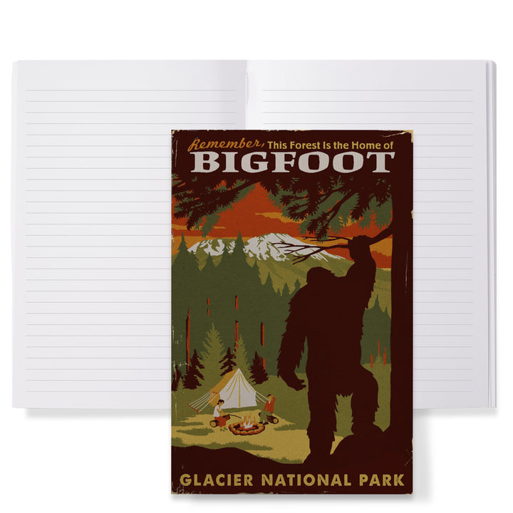 Lined 6x9 Journal, Glacier National Park, Montana, Home of Bigfoot, Lay Flat, 193 Pages, FSC paper