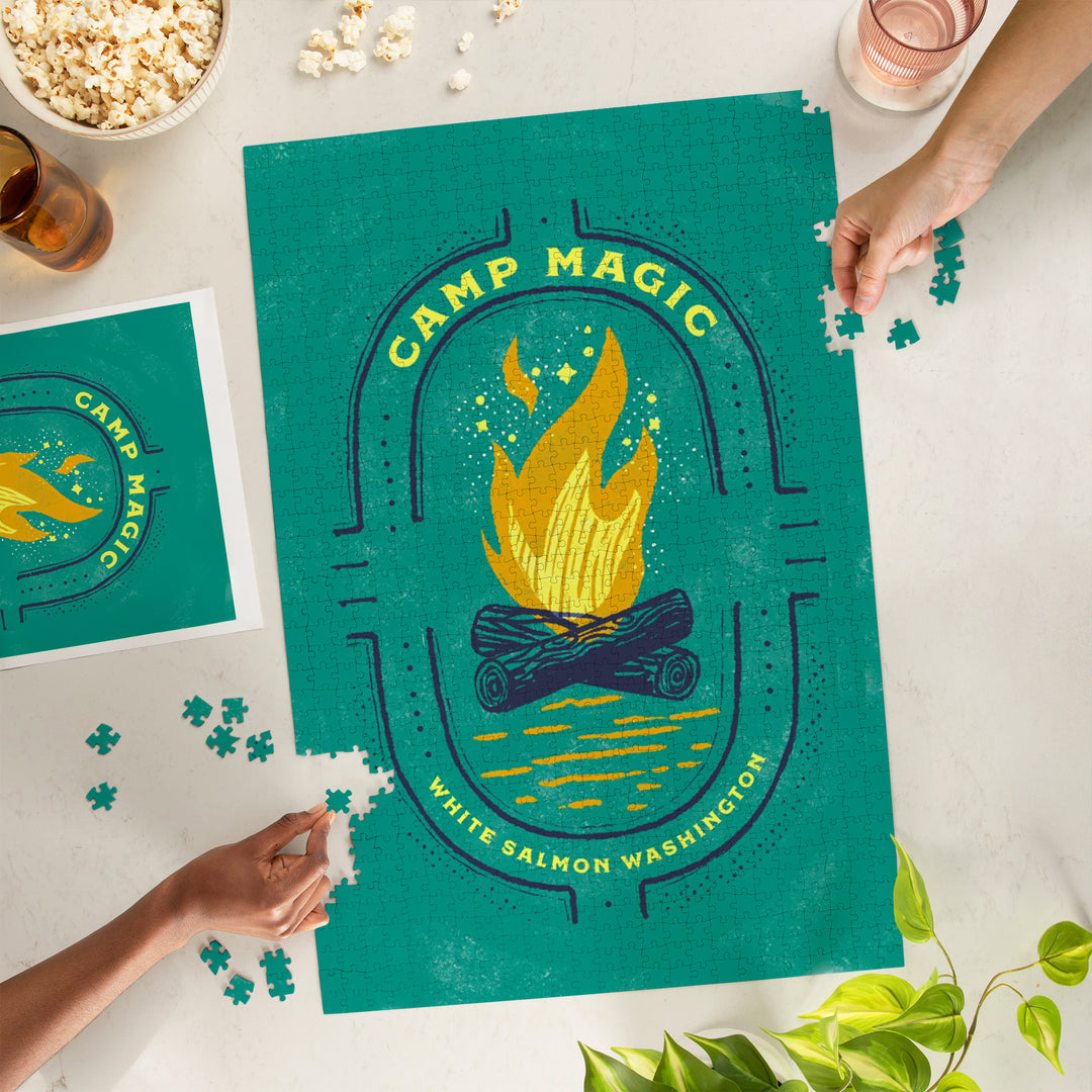 White Salmon, Washington, Lake Life Series, Camp Magic,, 1000 Piece Jigsaw Puzzle