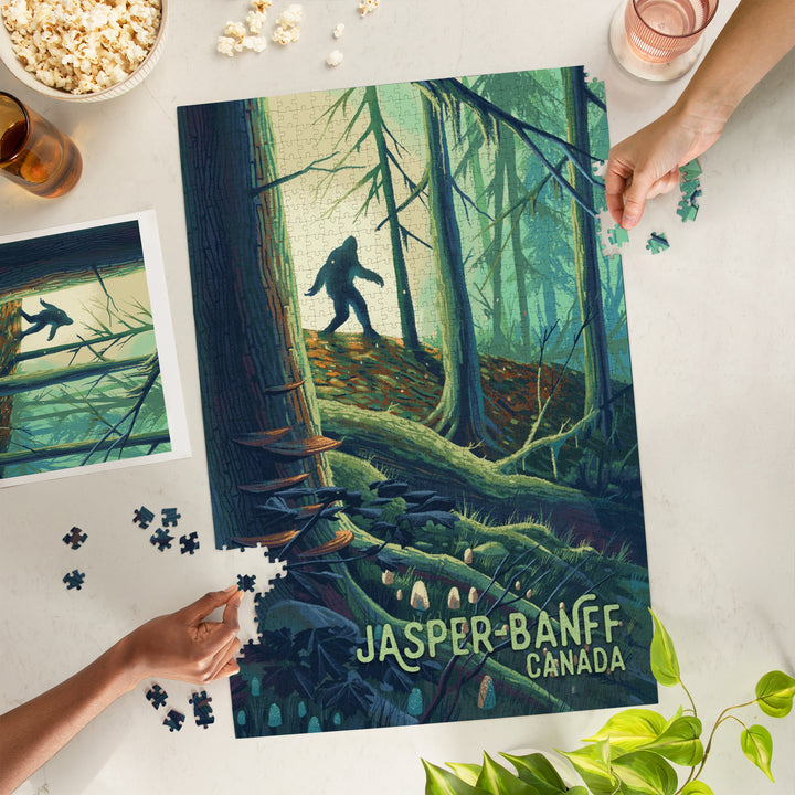Jasper, Banff, Canada, Wanderer, Bigfoot in Forest, Jigsaw Puzzle