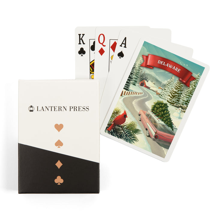Playing Cards, Delaware, Holiday Tradition, 52 Card Deck with Jokers in Box, Unique Art
