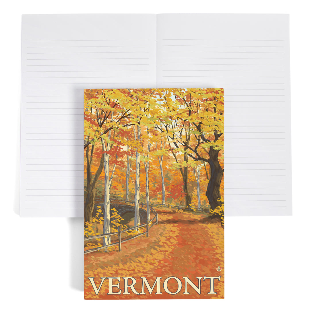 Lined 6x9 Journal, Vermont, Fall Colors Scene, Lay Flat, 193 Pages, FSC paper