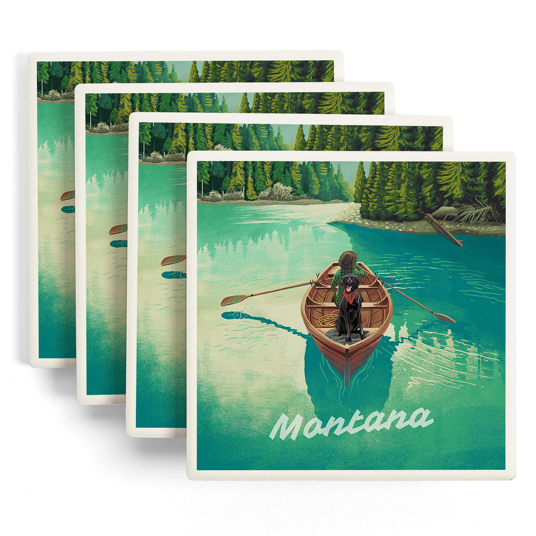 Montana, Quiet Explorer, Boating, Mountain, Coaster Set