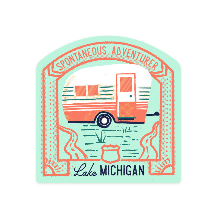 Lake Michigan, Lake Life Series, Spontaneous Adventurer, Contour, Vinyl Sticker