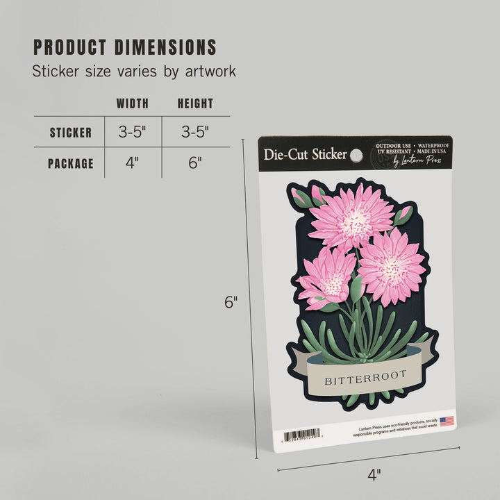 Vintage Flora Noir, Bitterroot, Vinyl Sticker