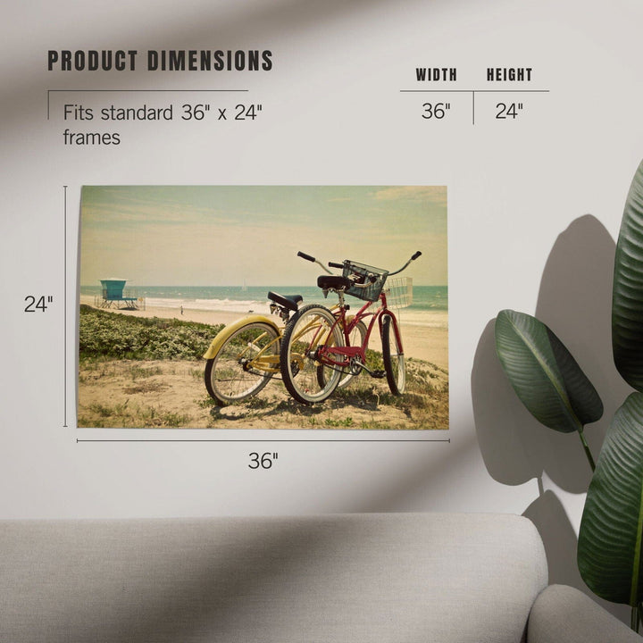 Bicycles and Beach Scene, Art & Giclee Prints Art Lantern Press 