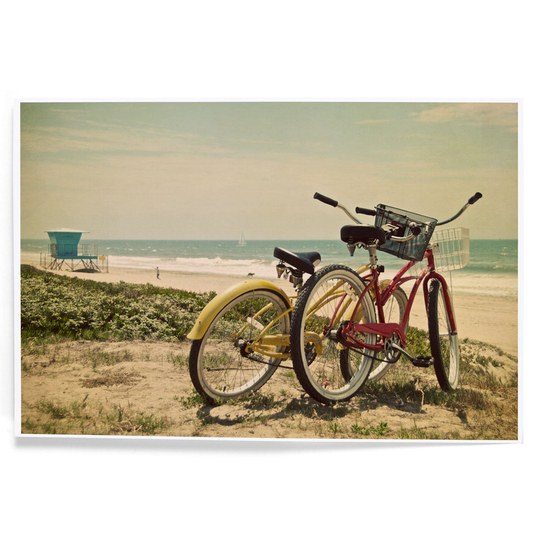 Bicycles and Beach Scene, Art & Giclee Prints Art Lantern Press 
