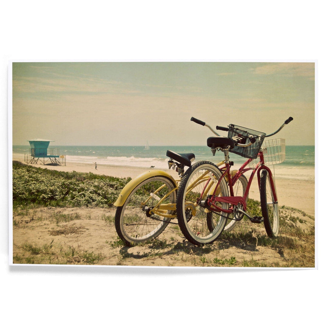 Bicycles and Beach Scene, Art & Giclee Prints Art Lantern Press 