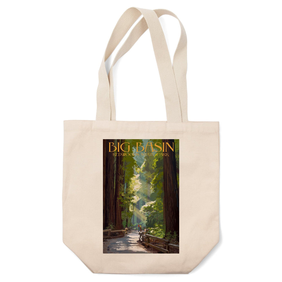 Big Basin Redwoods Park, California, Pathway in Trees, Lantern Press Artwork, Tote Bag Totes Lantern Press 
