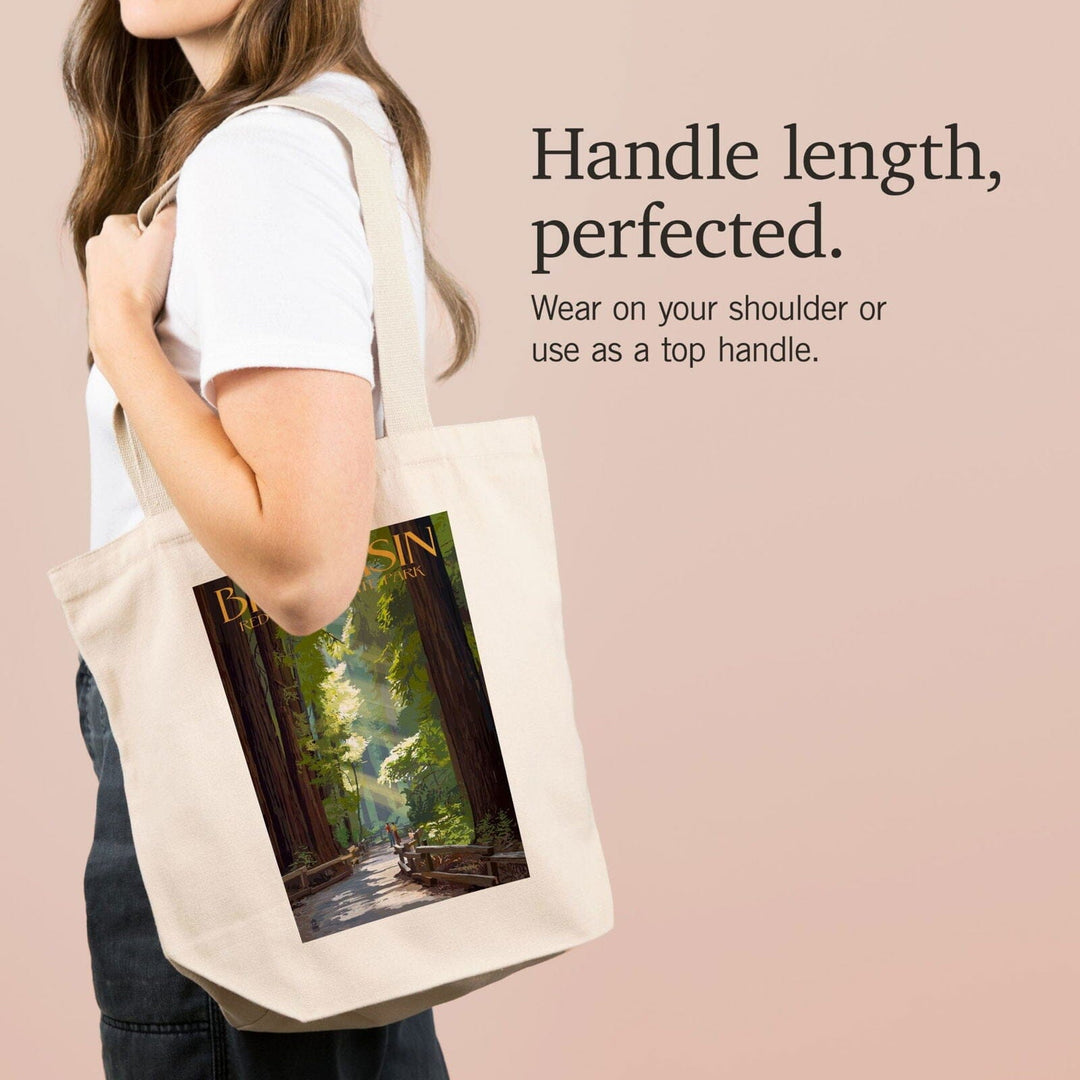 Big Basin Redwoods Park, California, Pathway in Trees, Lantern Press Artwork, Tote Bag Totes Lantern Press 